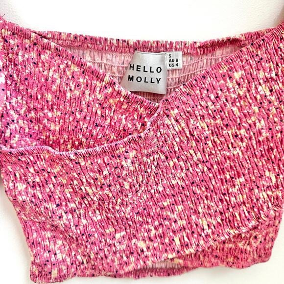 Hello Molly Pink Smocked Crop Cottage Festival Prairie Top Size 4 / Small - Picture 4 of 7